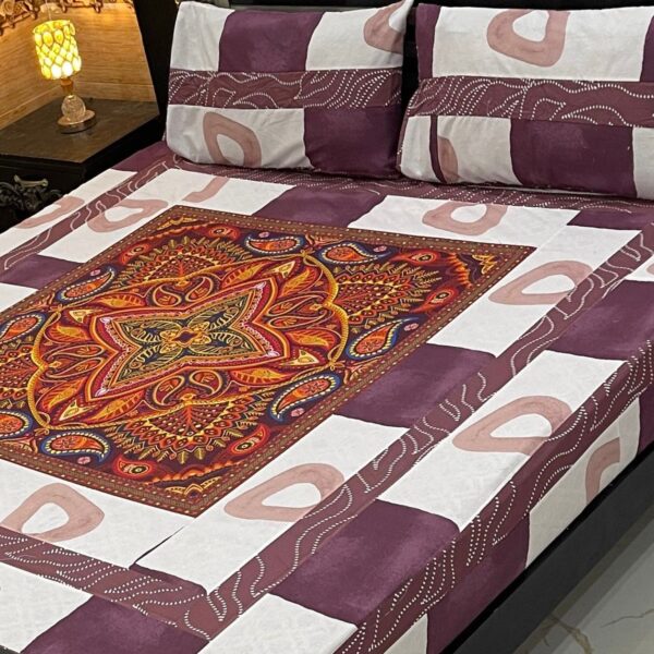 Digital gold panel bedsheet🛌🛌🛌 3pc Bedsheet - Image 15