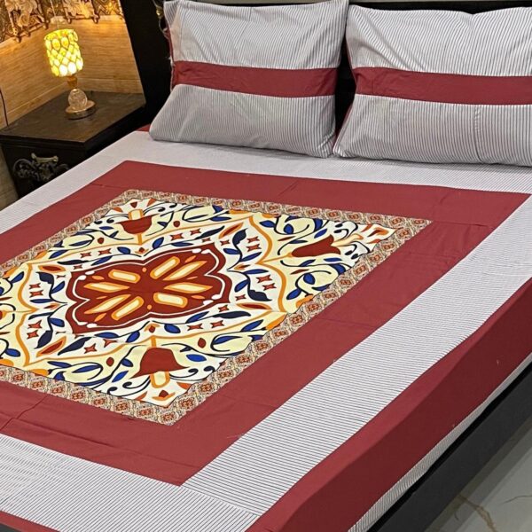 Digital gold panel bedsheet🛌🛌🛌 3pc Bedsheet - Image 7