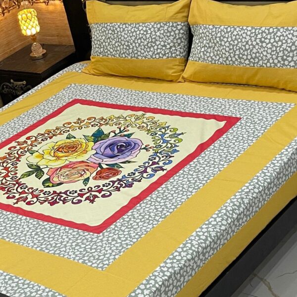 Digital gold panel bedsheet🛌🛌🛌 3pc Bedsheet - Image 9