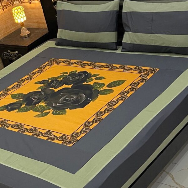 Digital gold panel bedsheet🛌🛌🛌 3pc Bedsheet - Image 14