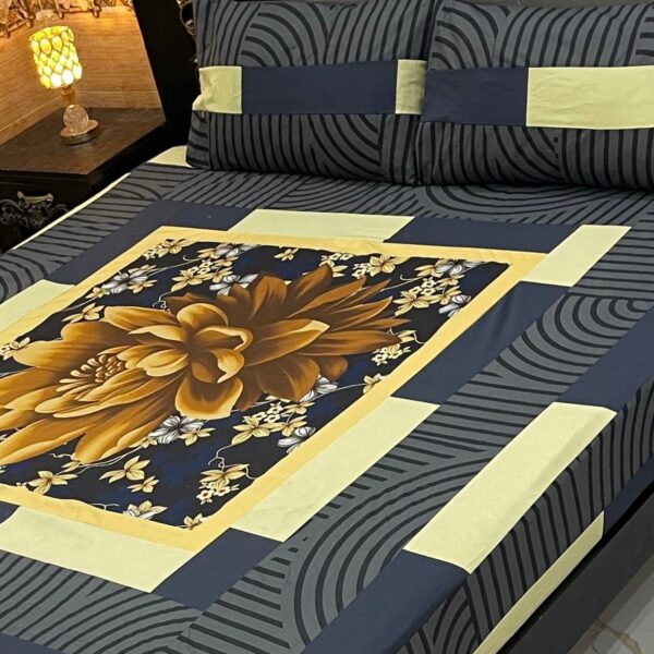 Digital gold panel bedsheet🛌🛌🛌 3pc Bedsheet - Image 11