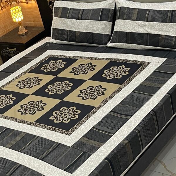 Digital gold panel bedsheet🛌🛌🛌 3pc Bedsheet - Image 12