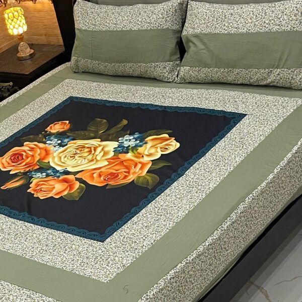 Digital gold panel bedsheet🛌🛌🛌 3pc Bedsheet - Image 19